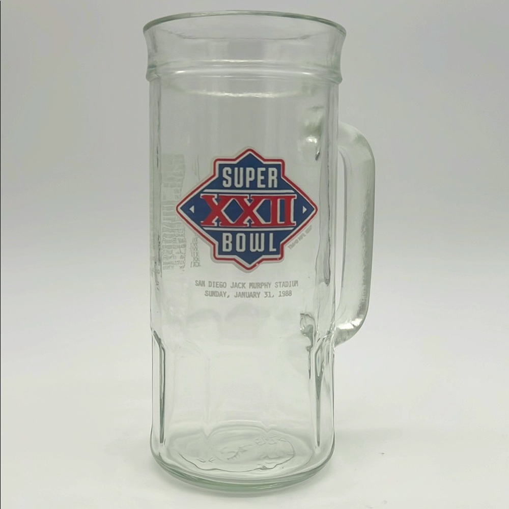 Vintage Collectible Super Bowl XXII Glass Mug 1988 San Diego Jack Murphy Stadium